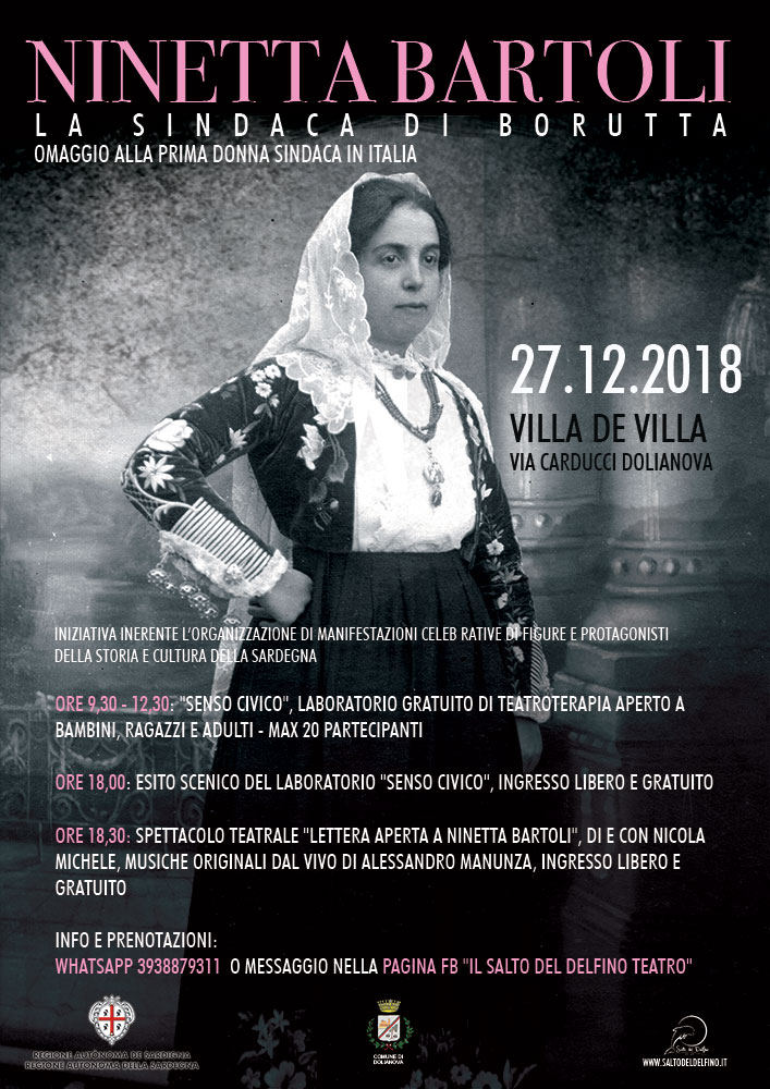 “Lettera aperta a Ninetta Bartoli”
Spettacolo teatrale liberamente ispirato alla vita di Ninetta Bartoli
27.12.2018 presso Villa de Villa