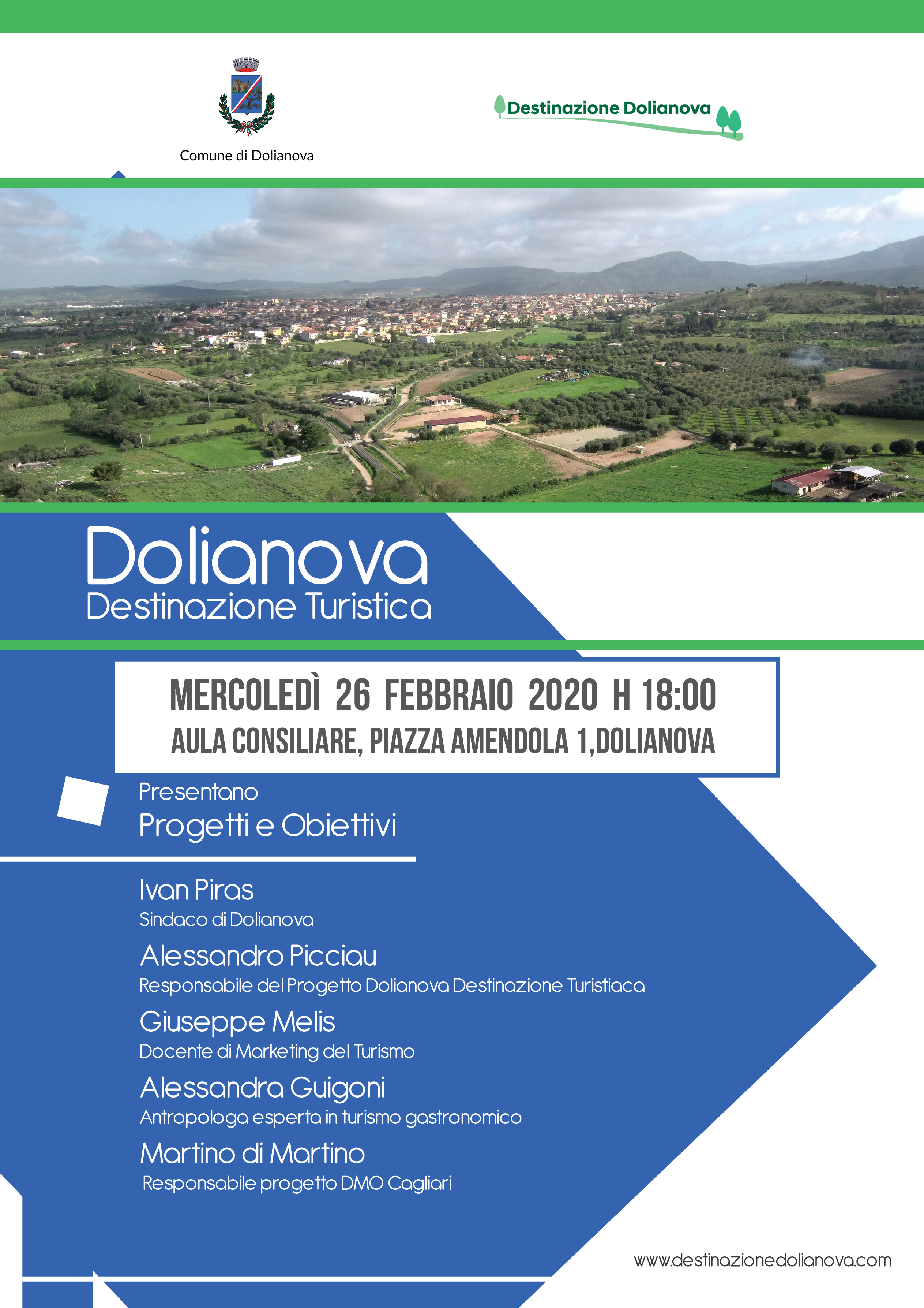 DOLIANOVA DESTINAZIONE TURISTICA - presentazione progetto 26 febbraio 2020 - ore 18:00 - Sala Consiliare Comunale