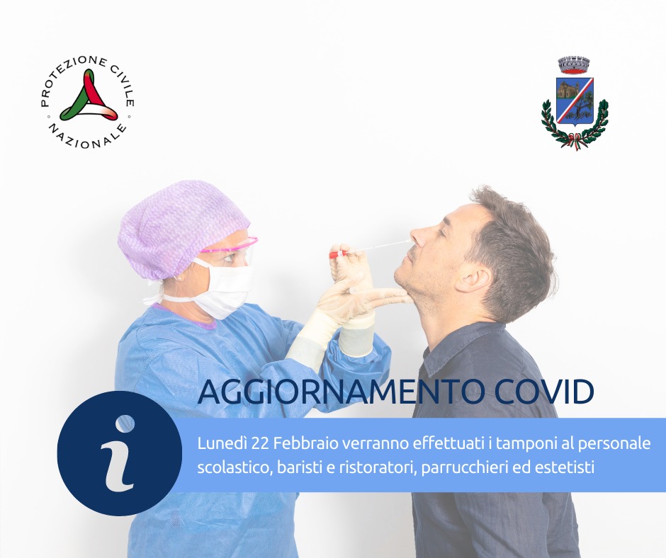 PROGETTO "DOLIA SICURA" - somministrazione tamponi rapidi antigenici covid-19 - lunedì 22 febbraio 2021